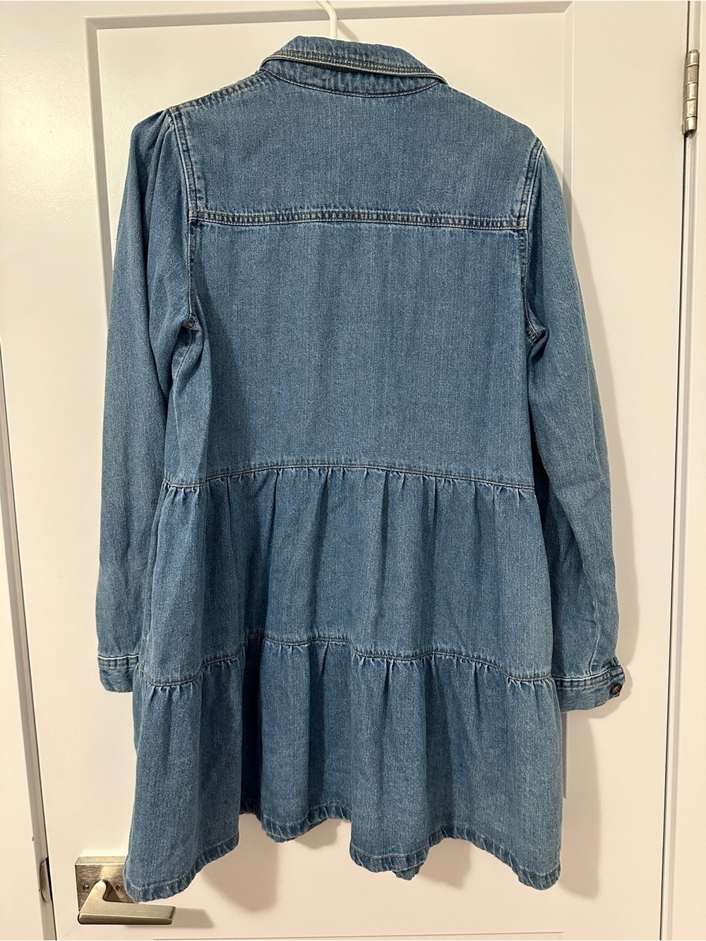 Free People Nicole Blue Denim Button Down Shirt Dress Size Medium Women’s - Picture 7 of 12